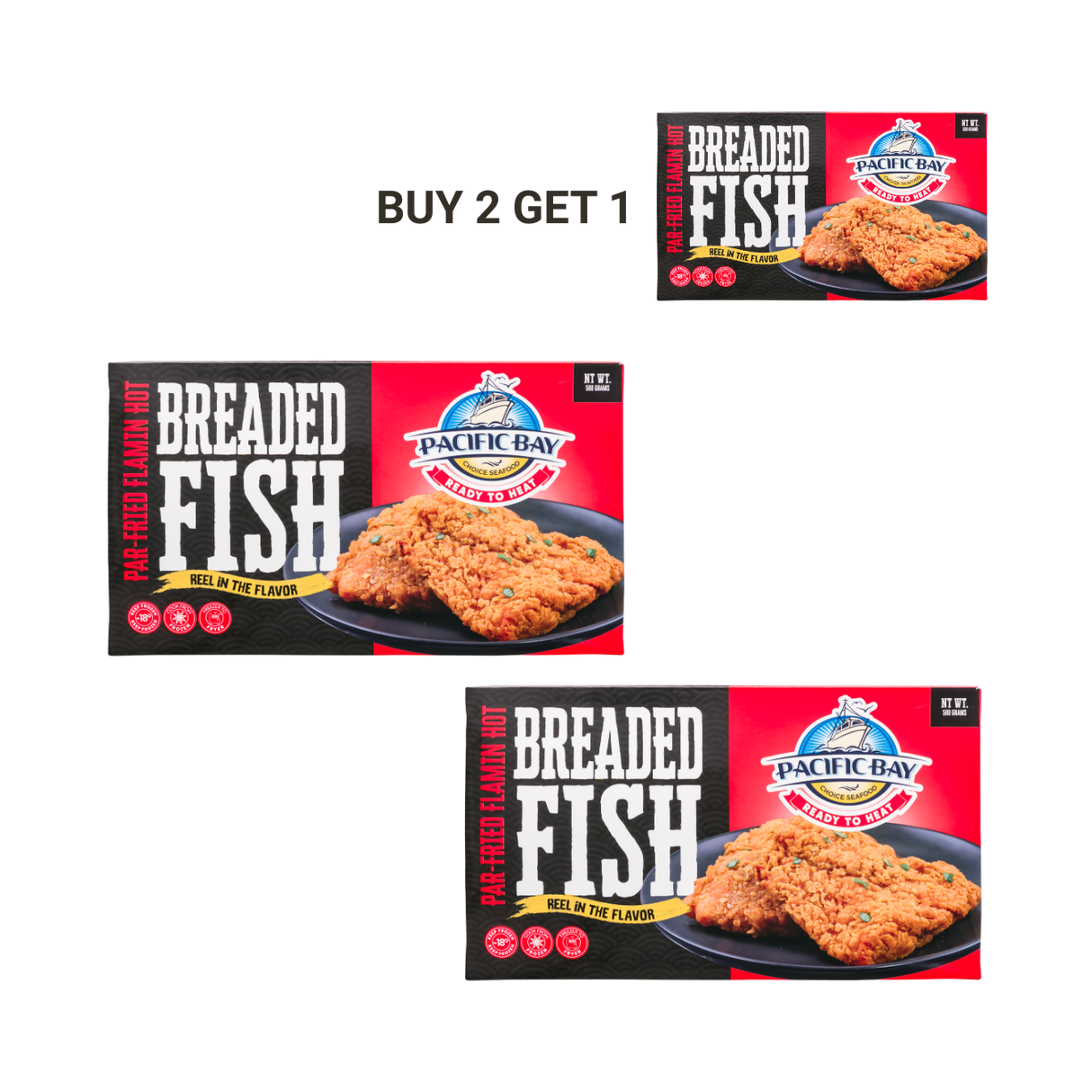 Buy 2 Get 1 - Par-Fried Flamin Hot Breaded Fish