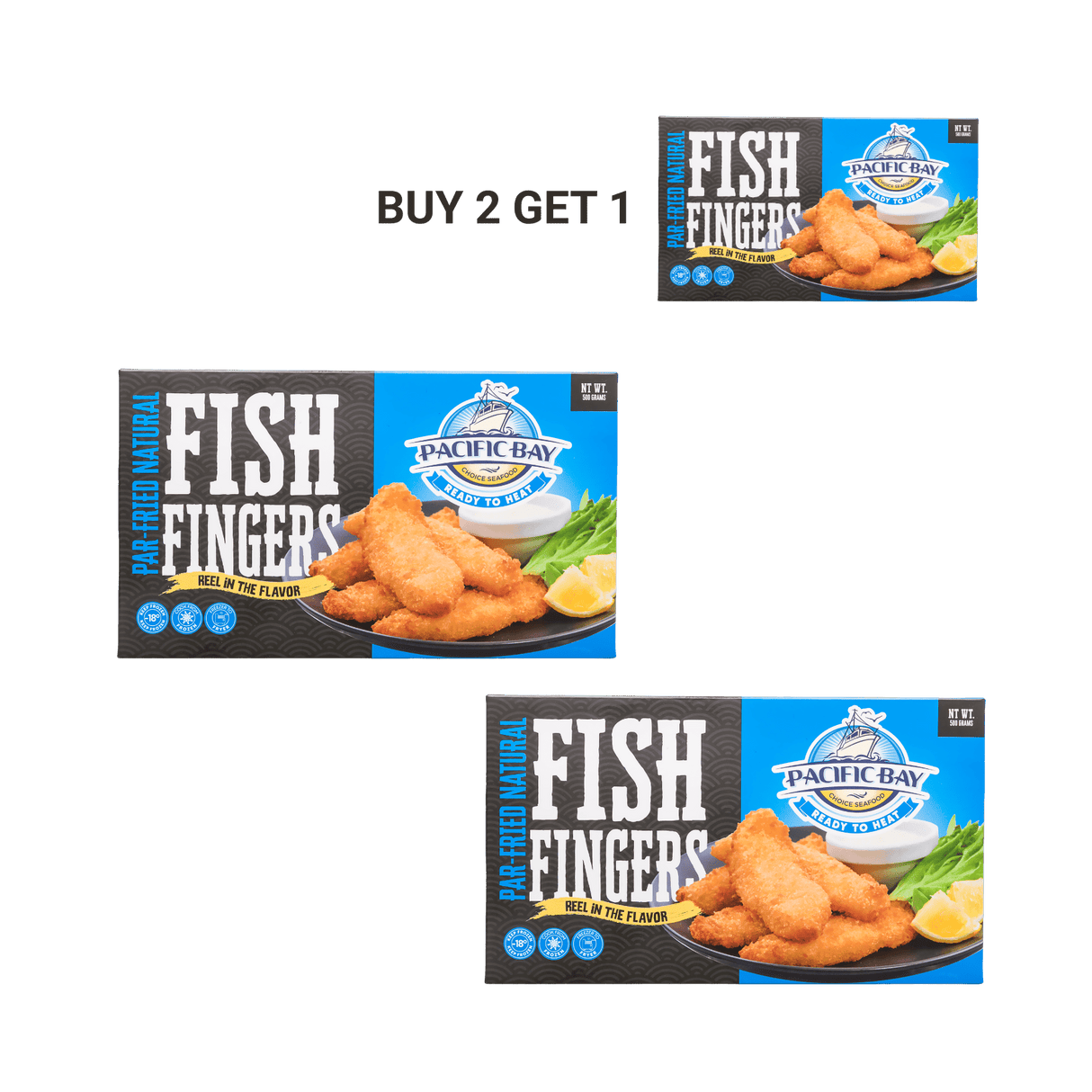 Buy 2 Get 1 : Par - Fried Natural Fish Fingers - Pacific Bay