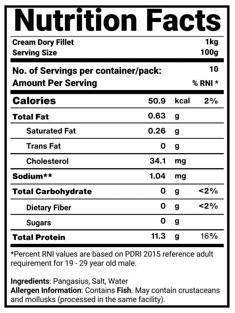 Cream Dory Fillet - Pacific Bay
