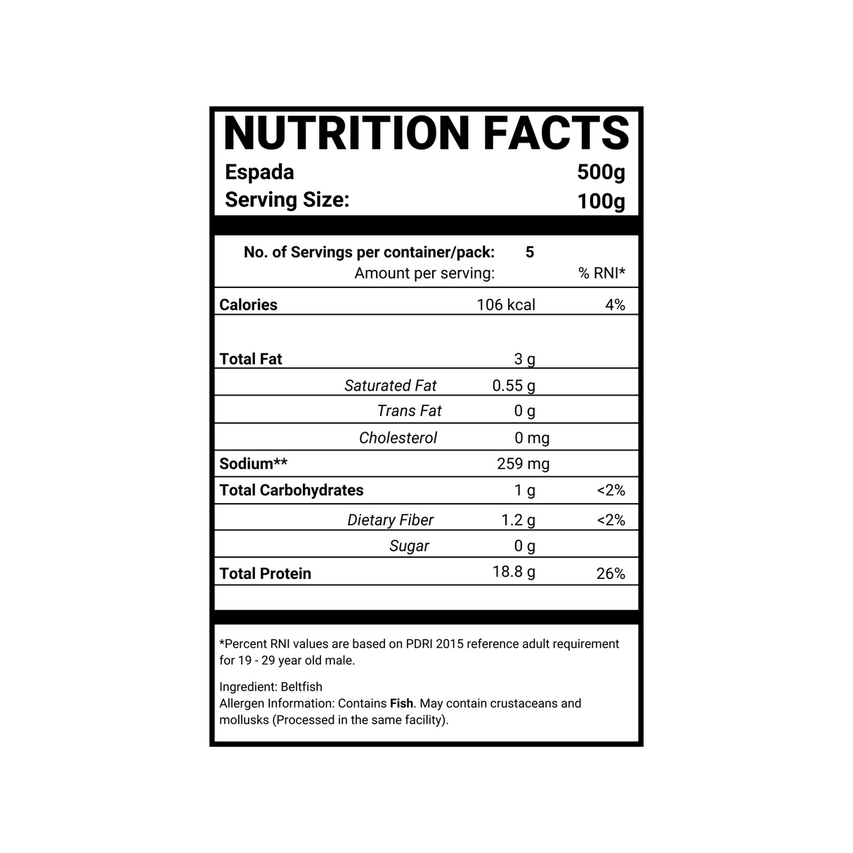 Espada (Ribbon Fish Steaks) - Pacific Bay