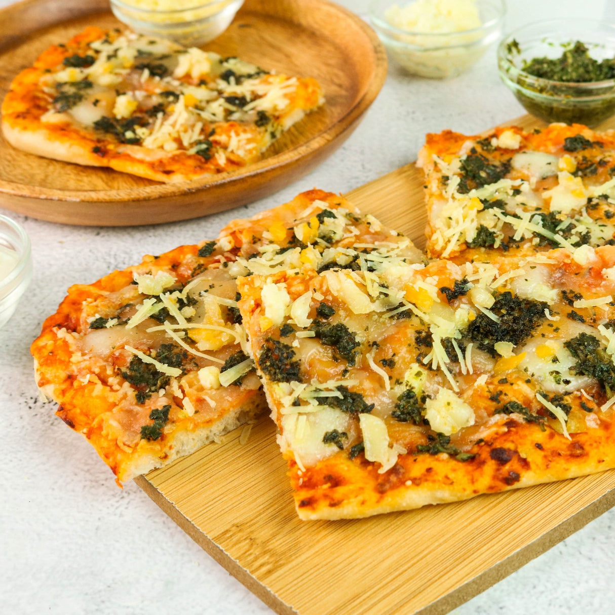 4 Cheese & Pesto Flatbread - Pacific Bay