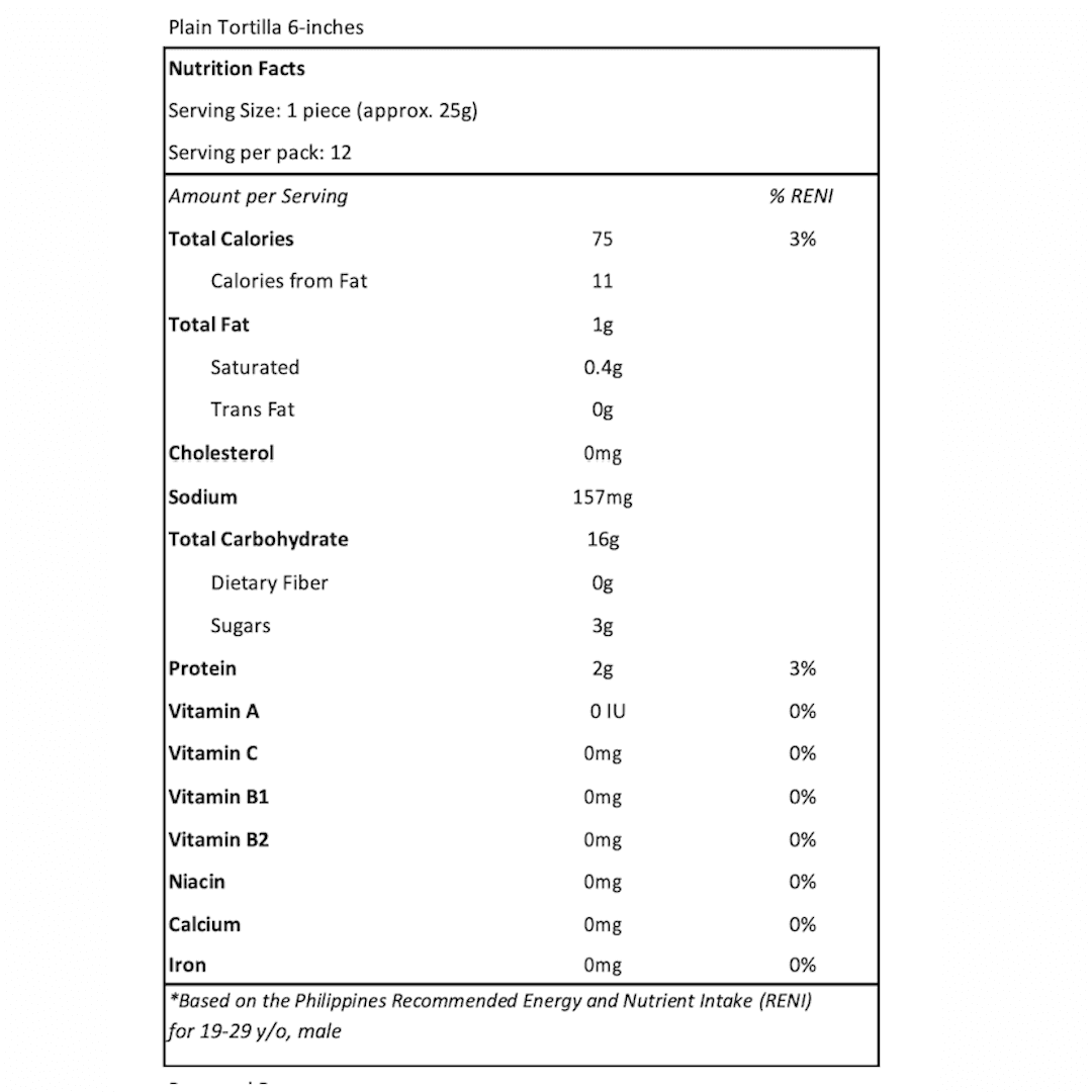 Flour Tortilla 6 inch - Pacific Bay