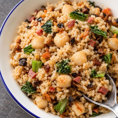 Bay Scallops Fried Rice with Takoyaki Sauce - Pacific Bay