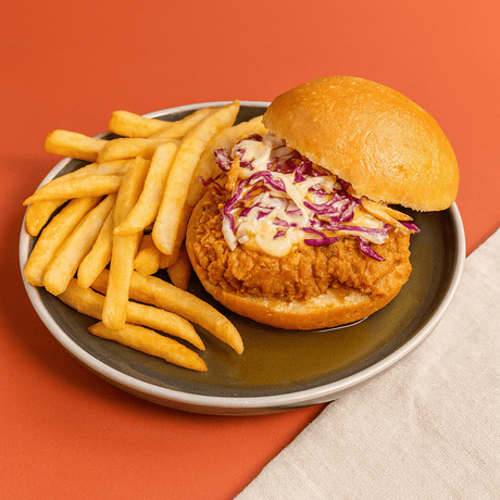 Crisp and Hot Fish Burger with Coleslaw - Pacific Bay