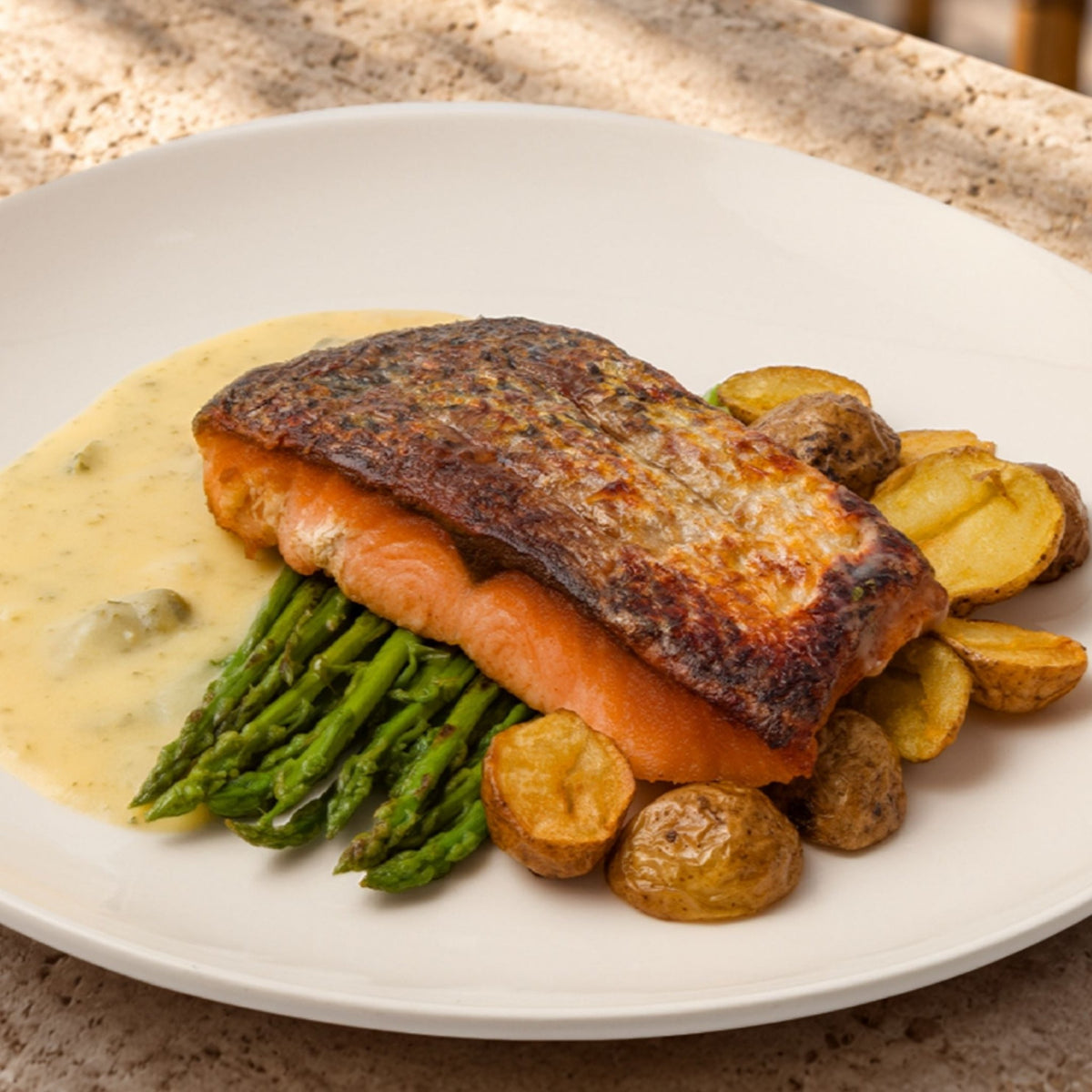 Crispy-Skin Salmon Fillet with Lemon-Caper Butter - Pacific Bay