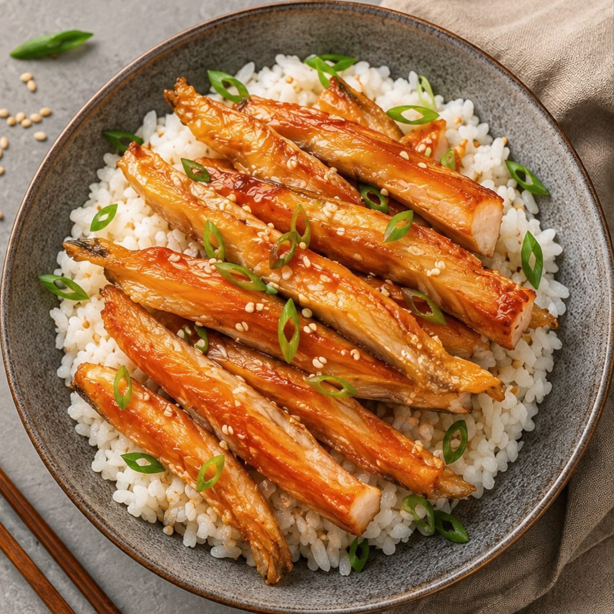 Sweet Soy Garlic Salmon Belly Rice Bowl - Pacific Bay